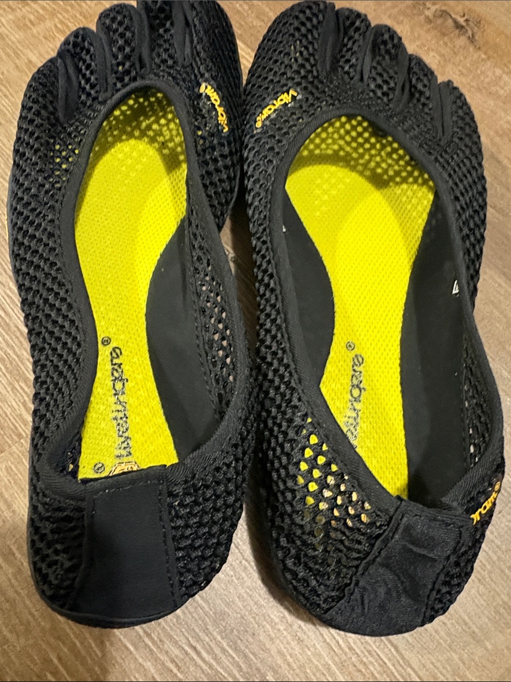 Vibram Women's Black Mesh Five-Toe Slip-On with Yellow Insole